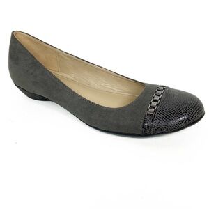 Naturalizer Hamley Gray Microsuede Lizard Print Closed Toe Loafer Flats